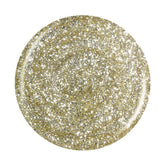 Sample color swatch of China Glaze featuring its golden glitters texture
